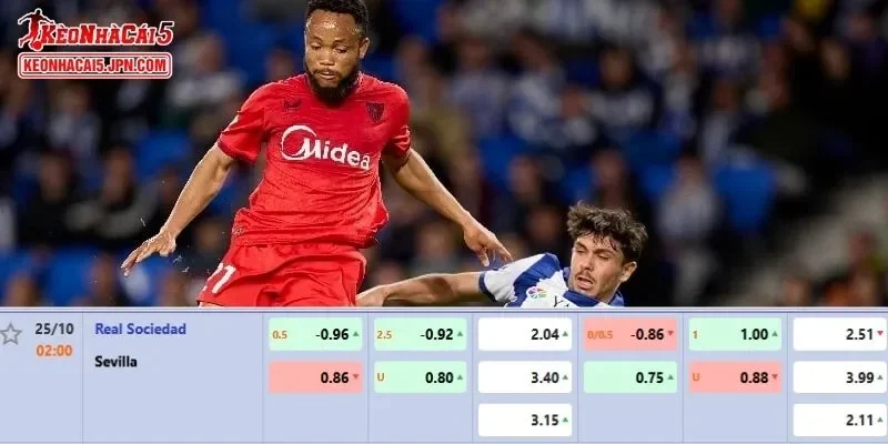 Tỷ lệ kèo chi tiết của trận Real Sociedad vs Sevilla