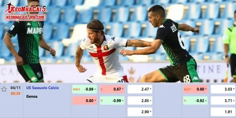 Tỷ lệ kèo chi tiết của của trận Sassuolo vs Genoa