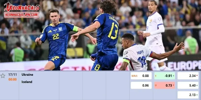 Tỷ lệ kèo chi tiết của trận Ukraine vs Iceland