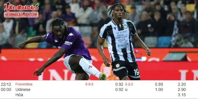 Tỷ lệ chi tiết nhất cho trận đấu giữa Fiorentina Vs Udinese