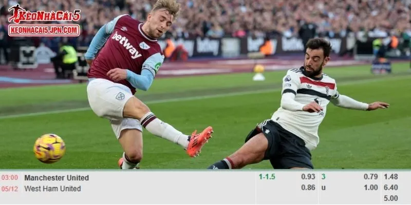 Tỷ lệ kèo chi tiết của trận Man United vs West Ham