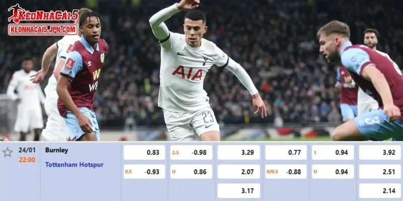 Kèo cược được phân tích chi tiết nhất cho trận đấu giữa Burnley vs Tottenham