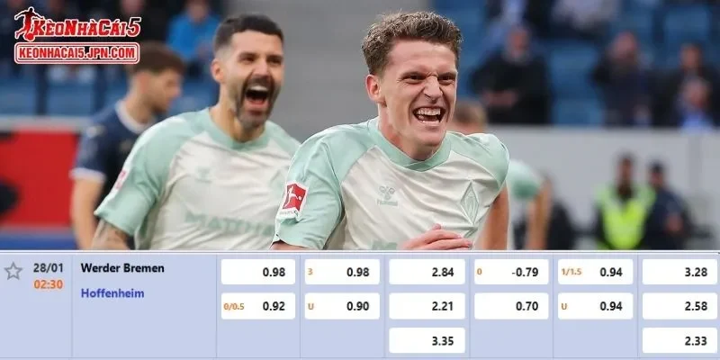 Thông tin tỷ lệ kèo chuẩn nhất cho cuộc so tài Bremen vs Hoffenheim