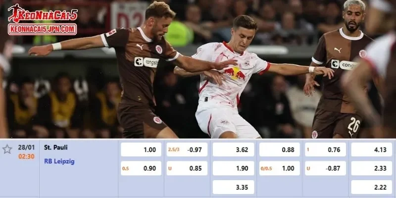 Tỷ lệ cược chi tiết của trận đấu St. Pauli vs RB Leipzig