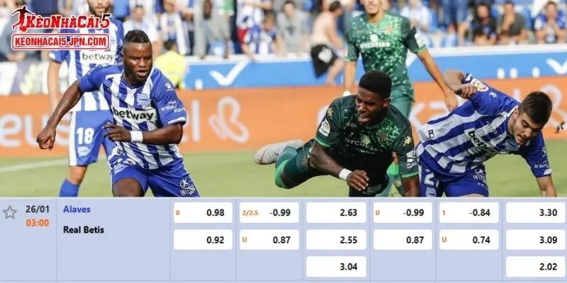 Tỷ lệ cược chi tiết và chuẩn xác nhất cho trận đấu giữa Alaves vs Real Betis