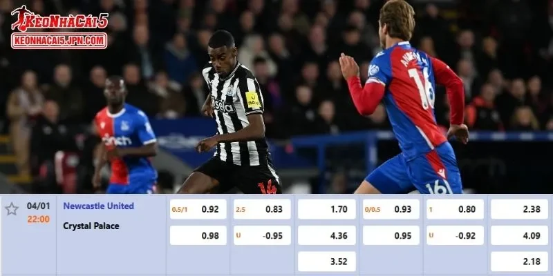 Tỷ lệ kèo chi tiết nhất cho trận đấu giữa Newcastle United vs Crystal Palace