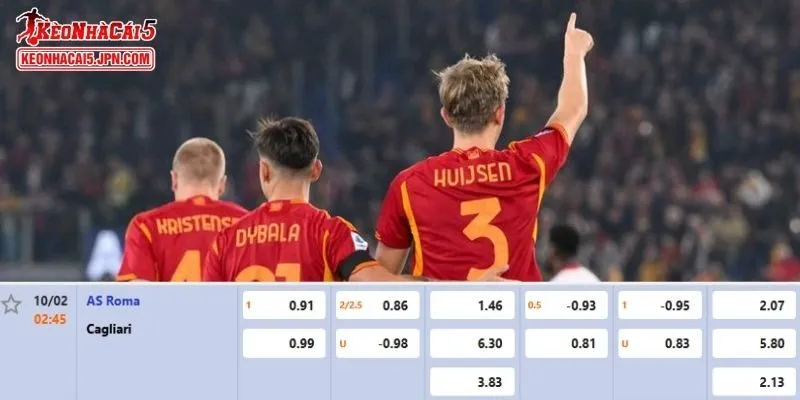 Tỷ lệ cược phân tích chi tiết nhất cho trận đấu giữa AS Roma vs Cagliari