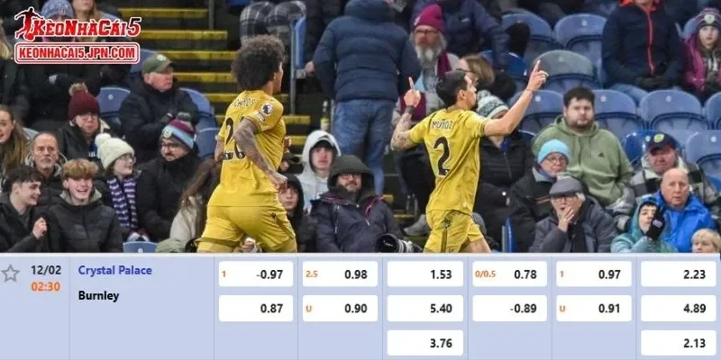 Tỷ lệ kèo chi tiết của của trận Crystal Palace vs Burnley 