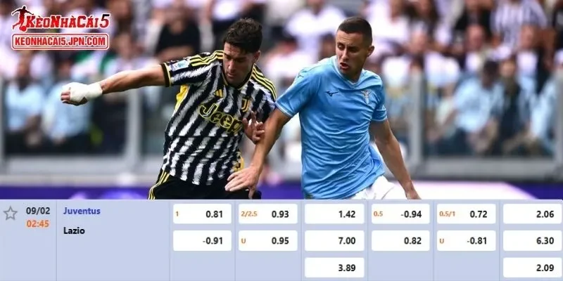 Tỷ lệ kèo chi tiết của của trận Juventus vs Lazio