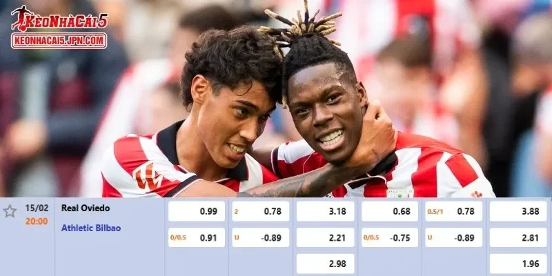 Tỷ lệ kèo chi tiết của của trận Real Oviedo vs Athletic Bilbao