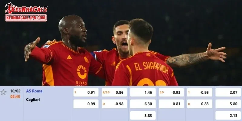 Tỷ lệ kèo chi tiết của trận AS Roma vs Cagliari