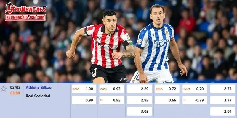 Tỷ lệ kèo chi tiết của trận Athletic Club vs Real Sociedad
