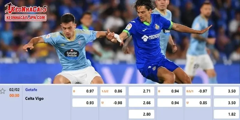 Tỷ lệ kèo chi tiết nhất cho trận đấu giữa Getafe vs Celta Vigo