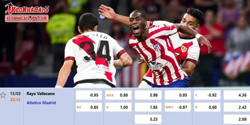  Tỷ lệ kèo chi tiết nhất cho trận đấu giữa Vallecano vs Atletico Madrid