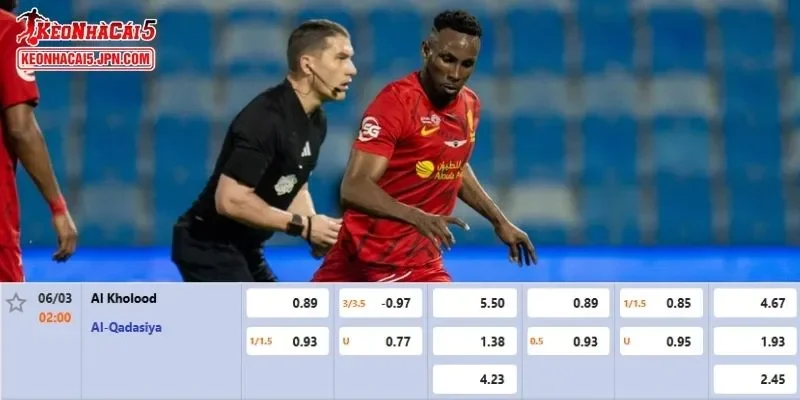 Tỷ lệ kèo chi tiết của của trận Al Kholood vs Al Qadsiah