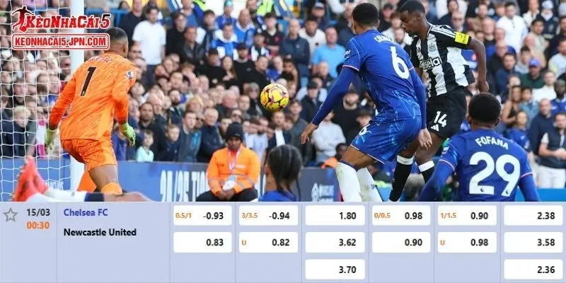 Tỷ lệ kèo chi tiết của của trận Chelsea vs Newcastle