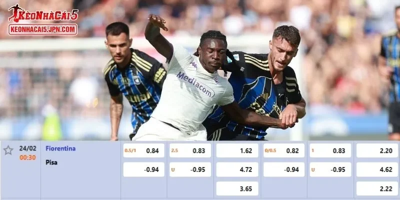 Tỷ lệ kèo chi tiết của của trận Fiorentina vs Pisa