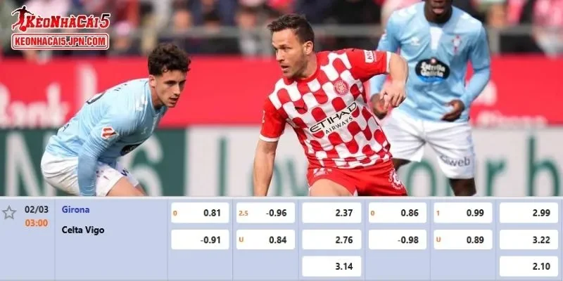 Tỷ lệ kèo chi tiết của của trận Girona vs Celta Vigo