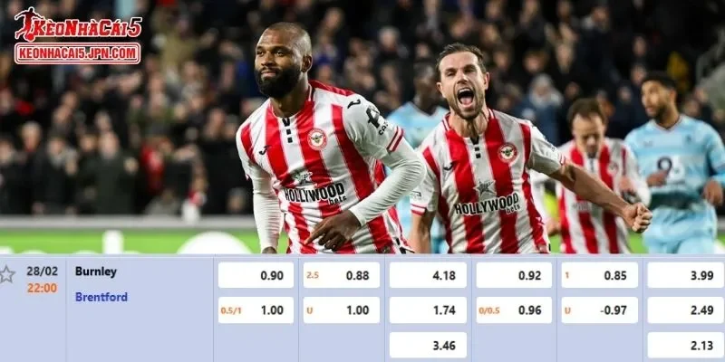Tỷ lệ kèo chi tiết của trận Burnley vs Brentford