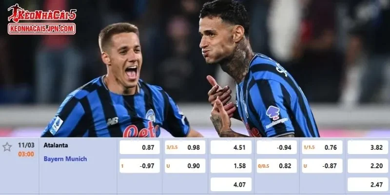 Tỷ lệ kèo chi tiết nhất cho trận đấu giữa Atalanta vs Bayern Munich